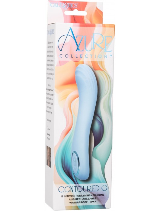 Голубой изогнутый вибромассажер Contoured G - 22,7 см. - California Exotic Novelties