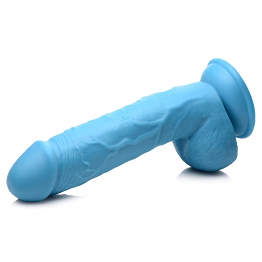 Голубой фаллоимитатор на присоске 8.25  Dildo with Balls - 22,8 см. - XR Brands
