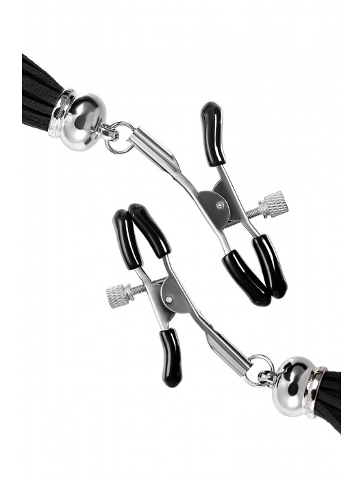 Зажимы на соски «Прищепки» с черными кисточками из замши - Pecado - купить с доставкой в Москве