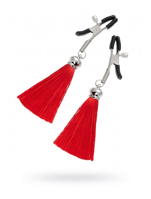 Зажимы на соски «Прищепки» с красными кисточками из шелка - Pecado - купить с доставкой в Москве