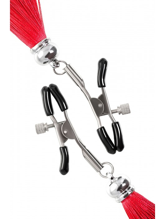 Зажимы на соски «Прищепки» с красными кисточками из шелка - Pecado - купить с доставкой в Москве