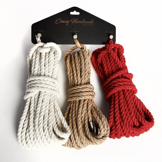 Набор из 3 разноцветных веревок для шибари - Crazy Handmade - купить с доставкой в Москве