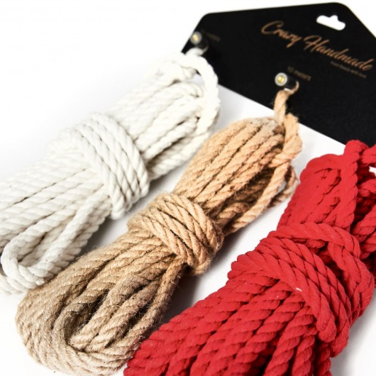 Набор из 3 разноцветных веревок для шибари - Crazy Handmade - купить с доставкой в Москве