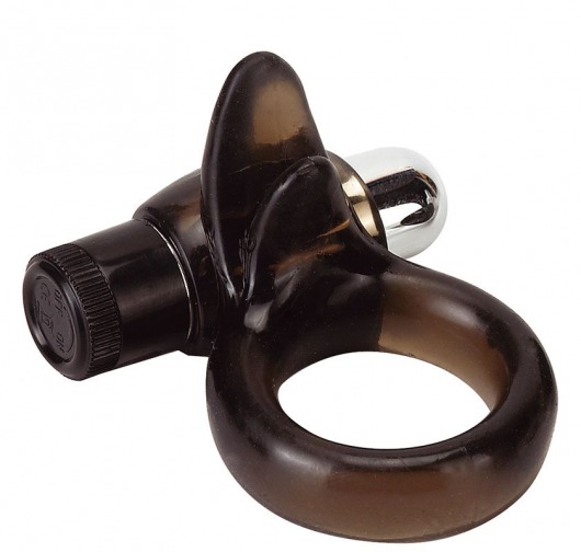 Дымчатое эрекционное кольцо VIBRO RING CLITORAL TONGUE BLACK - Seven Creations - в Москве купить с доставкой