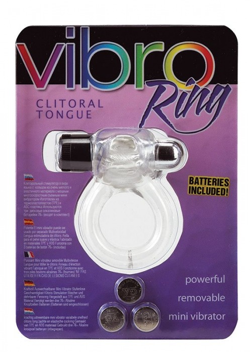 Прозрачное эрекционное кольцо VIBRO RING CLITORAL TONGUE CLEAR - Seven Creations - в Москве купить с доставкой