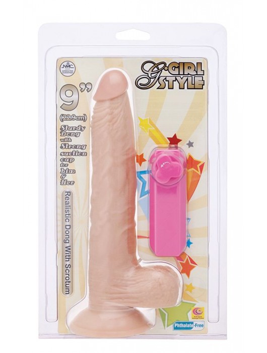 Телесный вибромассажёр на присоске G-GIRL STYLE 9INCH VIBRATING DONG - 22,9 см. - NMC