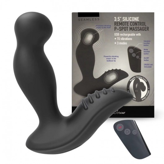 Черный вибромассажер простаты 3,5’’ Remote Control P-spot Massager - 12,5 см. - Erokay - в Москве купить с доставкой