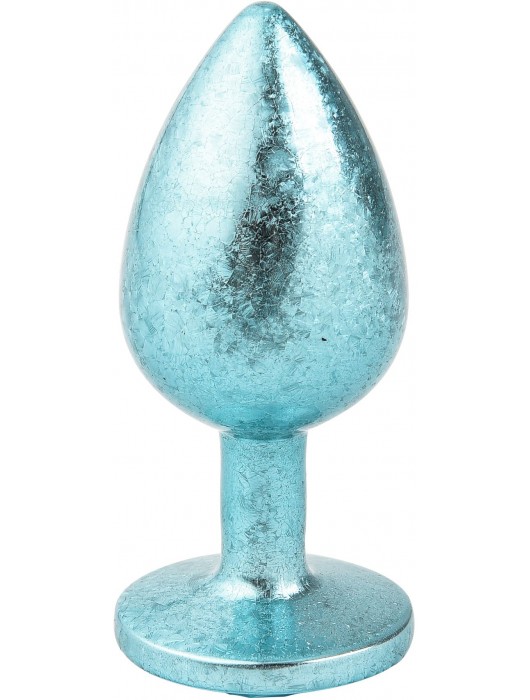 Голубая алюминиевая анальная пробка с кристаллом - 10 см. - Kanikule