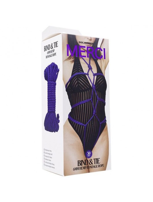 Фиолетовая верёвка для связывания и фиксации Bind Tie - 9,14 м. - Doc Johnson - купить с доставкой в Москве