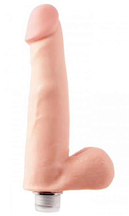 Вибратор-реалистик с мошонкой телесного цвета Vibrating Dong - 21,5 см. - Pipedream