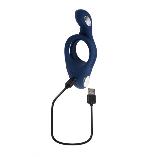 Синее эрекционное виброкольцо с двойным подхватом мошонки Ring Around The Rosy - Zero Tolerance - в Москве купить с доставкой