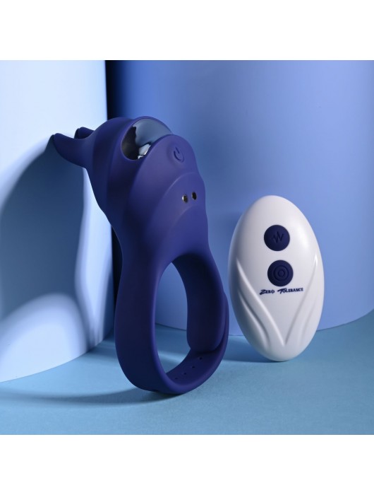 Синее эрекционное виброкольцо с клиторальной подушечкой и пультом ДУ Adjustable Fun Ring - Zero Tolerance - в Москве купить с доставкой