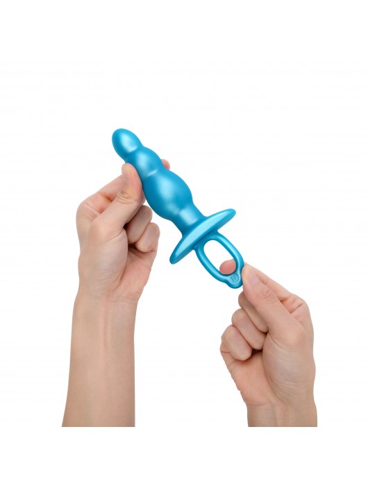 Голубая анальная пробка-елочка из силикона Bounce Plug - 14,3 см. - b-Vibe