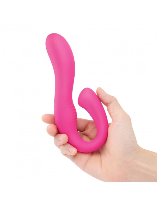 Розовый вибромассажер с клиторальным отростком Harmony Vibe - 16,8 см. - Together Toy