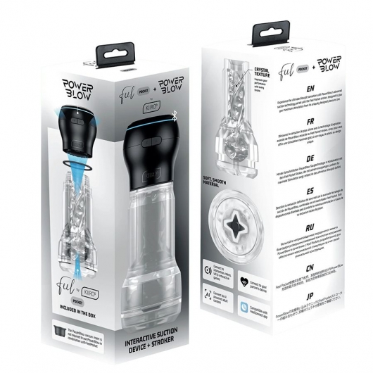 Набор PowerBlow   Feel Pocket Stroker Crystal: мастурбатор и интерактивная насадка - Kiiroo - в Москве купить с доставкой