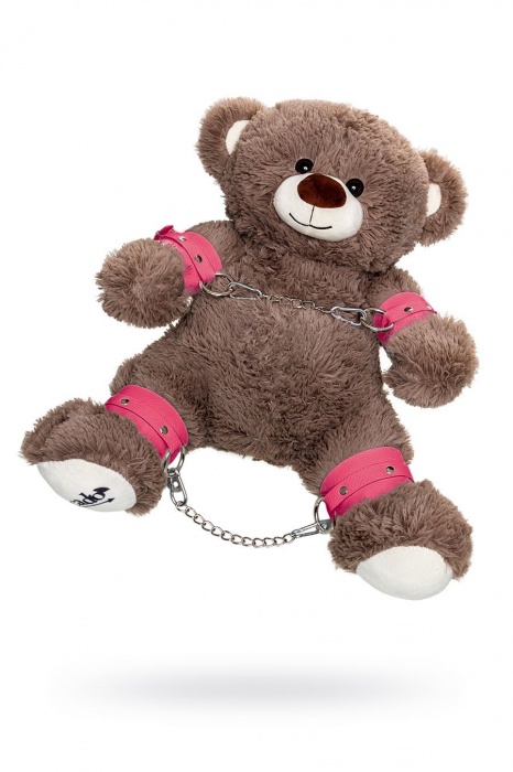 Бондажный набор: бурый мишка с розовыми оковами и наручниками - Pecado - купить с доставкой в Москве