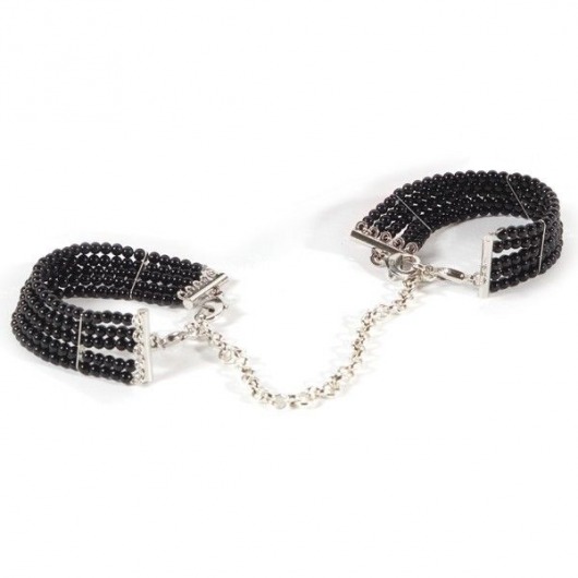 Чёрные дизайнерские наручники Plaisir Nacre Bijoux - Bijoux Indiscrets - купить с доставкой в Москве