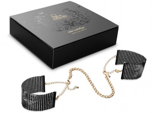 Чёрные дизайнерские наручники Desir Metallique Handcuffs Bijoux - Bijoux Indiscrets - купить с доставкой в Москве