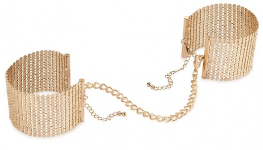 Дизайнерские золотистые наручники Desir Metallique Handcuffs Bijoux - Bijoux Indiscrets - купить с доставкой в Москве