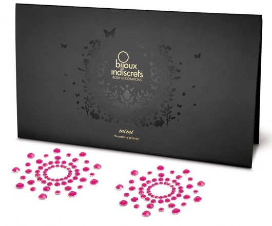 Розовые наклейки на грудь Mimi Bijoux - Bijoux Indiscrets - купить с доставкой в Москве