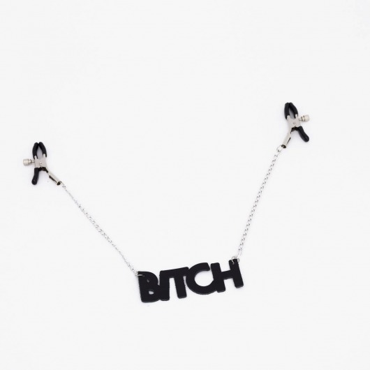 Зажимы на соски с кожаной подвеской Bitch - Crazy Handmade - купить с доставкой в Москве