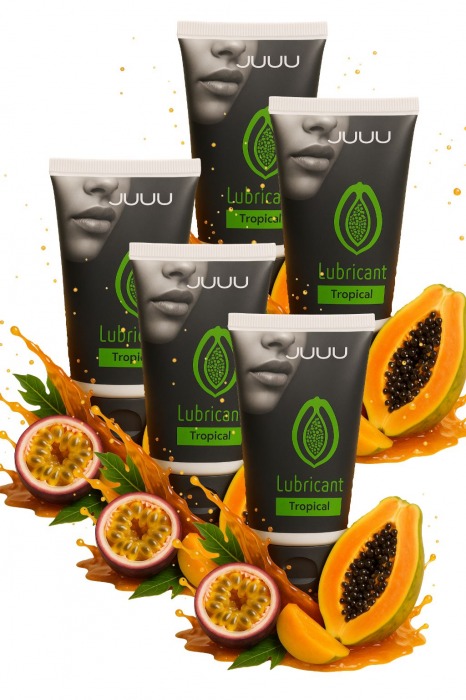 Набор из 5 съедобных лубрикантов JUJU со вкусом тропических фруктов - JuJu - купить с доставкой в Москве