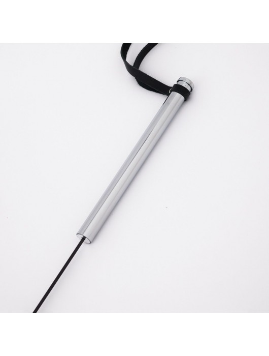 Стек с широким черным кожаным наконечником и металлической ручкой - 67 см. - Crazy Handmade - купить с доставкой в Москве