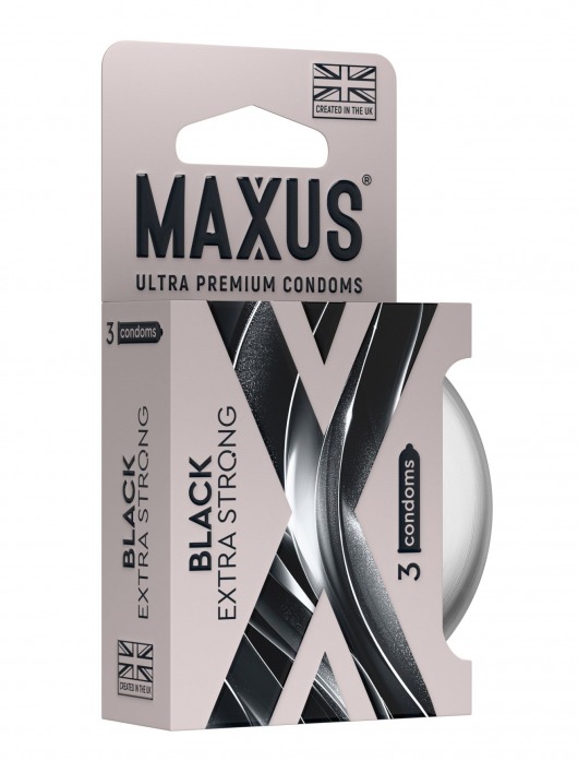 Черные утолщенные презервативы MAXUS Extra Strong с железным кейсом - 3 шт. - Maxus - купить с доставкой в Москве