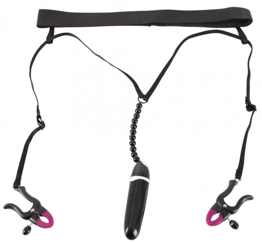 Женские вибростринги с зажимами для половых губ Spreader String with Vibrator - Orion - купить с доставкой в Москве