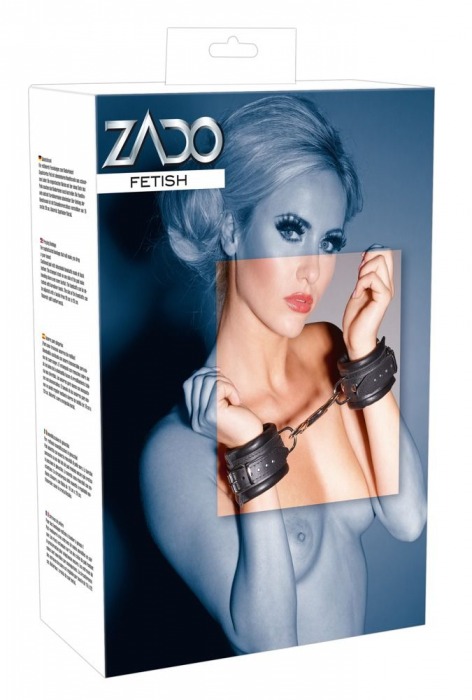 Чёрные кожаные наручники Zado - Orion - купить с доставкой в Москве