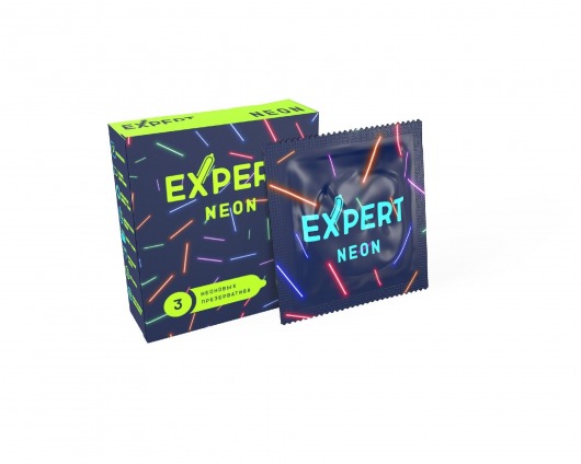 Светящиеся в темноте презервативы Expert Neon - 3 шт. - Expert - купить с доставкой в Москве