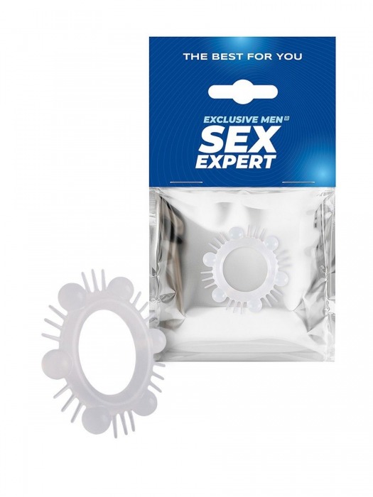 Эластичное эрекционное кольцо с шипиками и шариками - Sex Expert - в Москве купить с доставкой