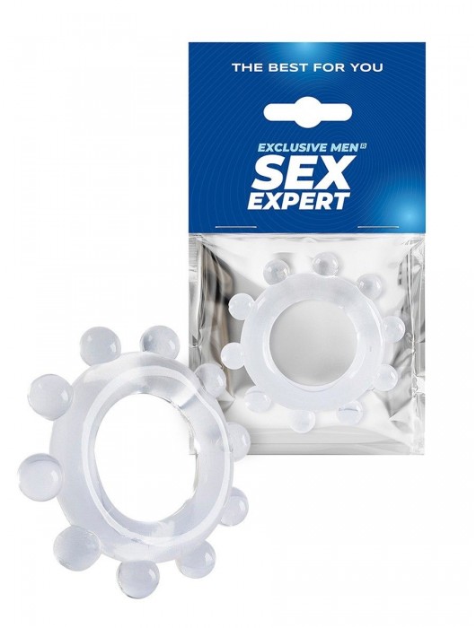 Прозрачное эрекционное кольцо со стимулирующими шариками - Sex Expert - в Москве купить с доставкой