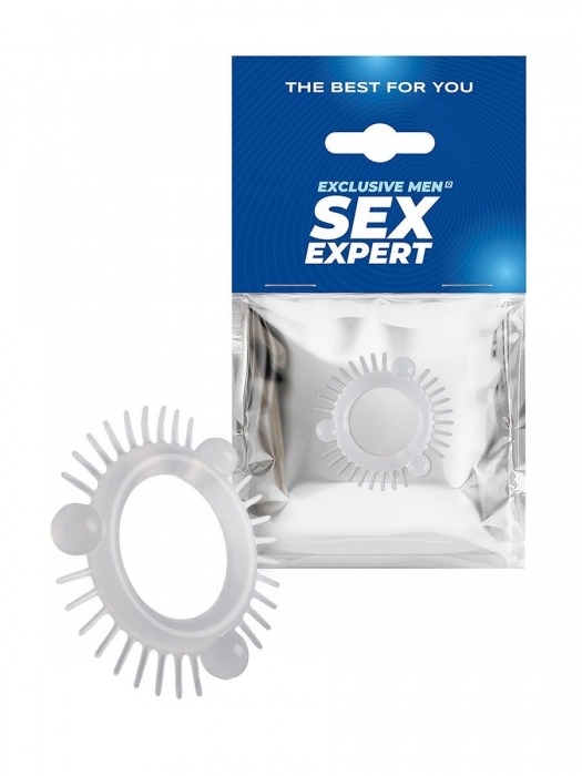 Эластичное эрекционное кольцо с 3 шариками и шипами - Sex Expert - в Москве купить с доставкой