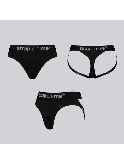 Черные трусики для фиксации насадок Harness Lingerie Heroine XS - Strap-on-me - купить с доставкой в Москве