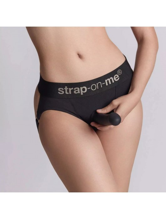 Черные трусики для фиксации насадок Harness Lingerie Heroine XS - Strap-on-me - купить с доставкой в Москве