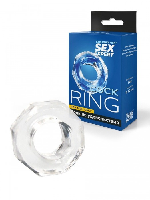 Прозрачное эрекционное кольцо в форме гайки - Sex Expert - в Москве купить с доставкой