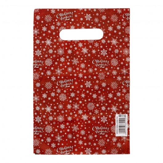 Красный подарочный новогодний пакет с вырубной ручкой (20х30 см) - Сима-Ленд - купить с доставкой в Москве
