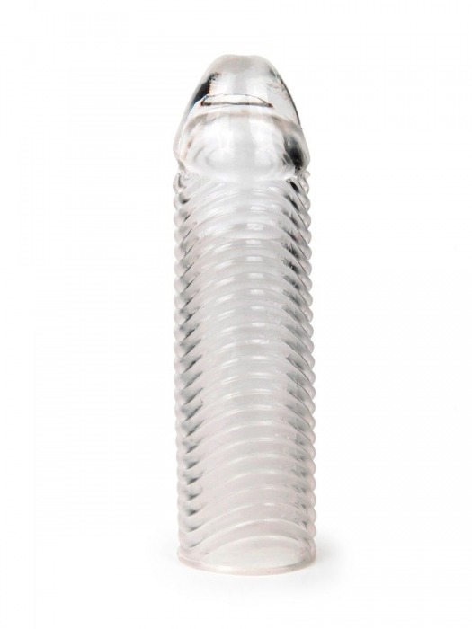 Прозрачная закрытая насадка на пенис с ребрышками - 16 см. - Sex Expert - в Москве купить с доставкой