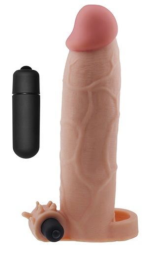 Телесная насадка на пенис с вибропулей - 26,6 см. - Lovetoy - в Москве купить с доставкой