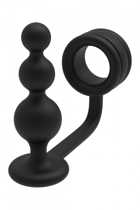 Черное эрекционное кольцо с анальной елочкой Cockring With Beaded Anal Plug - Dream Toys - в Москве купить с доставкой