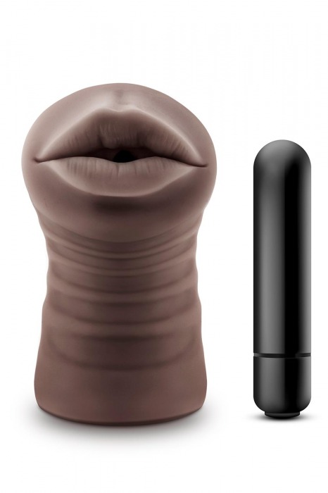 Коричневый мастурбатор-ротик Krystal Vibrating Masturbator - Blush Novelties - в Москве купить с доставкой