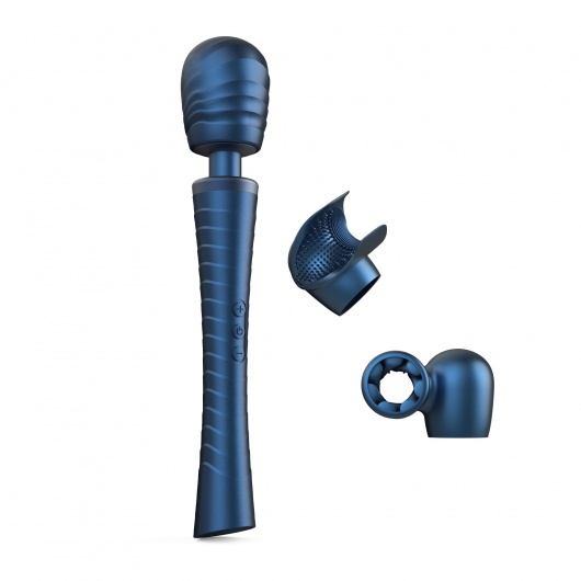 Синий вибромассажёр с насадками Man.wand Edgy - Manwan - в Москве купить с доставкой
