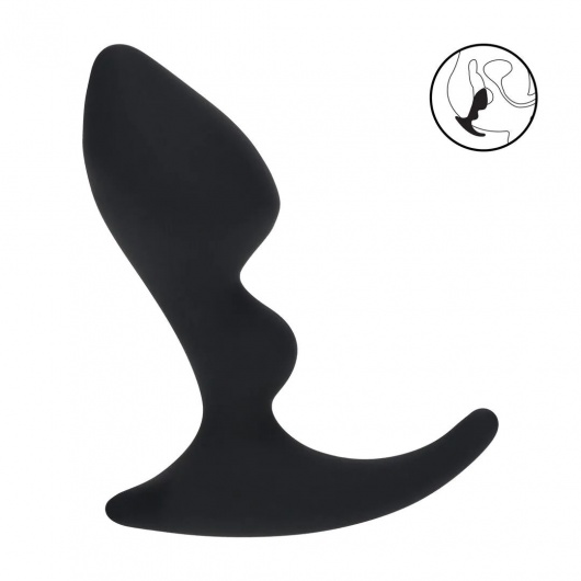 Черная анальная пробка для массажа простаты Double Ripple Silicone Prostate Massager - Shots Media BV - в Москве купить с доставкой