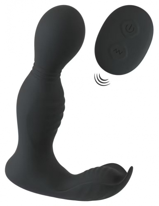 Черная анальная пробка с вибрацией, вращением и пультом ДУ RC Butt Plug with 2 Functions - Orion - в Москве купить с доставкой