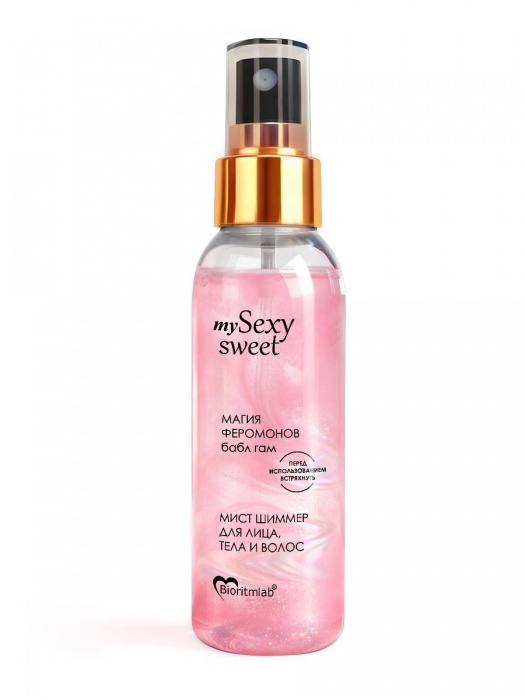 Мист для лица, тела и волос Sexy Sweet с ароматом бабл-гам, шиммером и феромонами - 95 мл. -  - Магазин феромонов в Москве