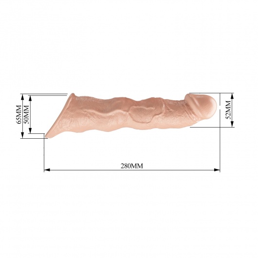 Телесный фаллоудлинитель с 3 вставками - 28 см. - Baile - в Москве купить с доставкой