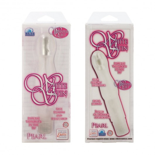 Белый вибромассажер White Satin Pearl - 15 см. - California Exotic Novelties