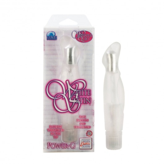 Белый вибромассажер White Satin Power  G  - 15 см. - California Exotic Novelties