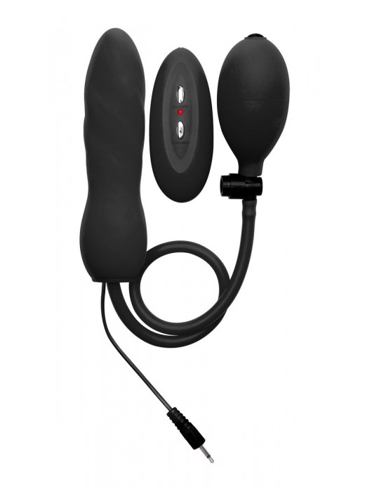 Черный расширяющийся анальный виброплаг с грушей - 14,5 см. - Shots Media BV